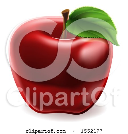 Clipart of a Deep Red Apple - Royalty Free Vector Illustration by AtStockIllustration