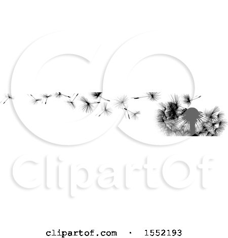 Clipart of a Wishey Blow Dandelion Seed Border - Royalty Free Vector Illustration by dero