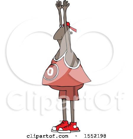 Clipart of a Cartoon Black Man Holding up His Hands - Royalty Free Vector Illustration by djart