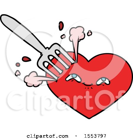 Cartoon Love Heart Stuck with Fork by lineartestpilot