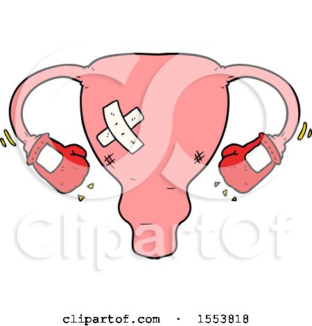Cartoon Beat up Uterus with Boxing Gloves by lineartestpilot
