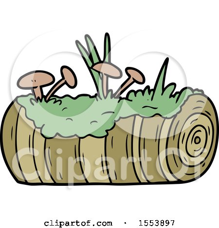 Cartoon Old Log with Mushrooms by lineartestpilot