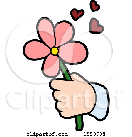 Cartoon Hand Holding Flower by lineartestpilot