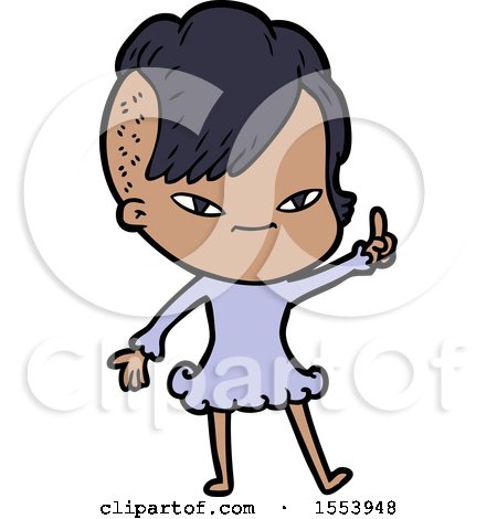 Cute Cartoon Girl with Hipster Haircut by lineartestpilot