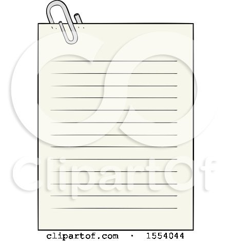 Cartoon Lined Paper with Paperclip by lineartestpilot