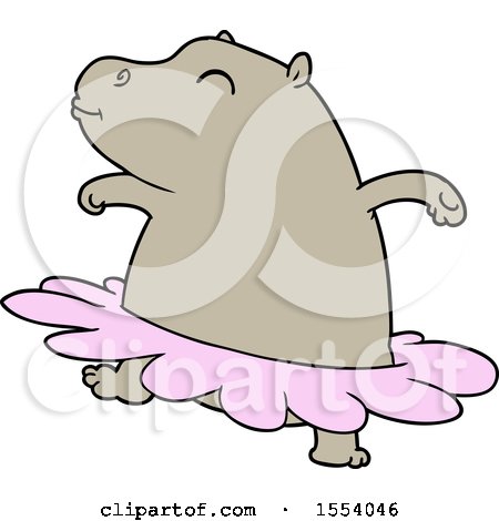 Cartoon Hippo Ballerina by lineartestpilot