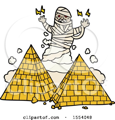 Cartoon Mummy and Pyramids by lineartestpilot