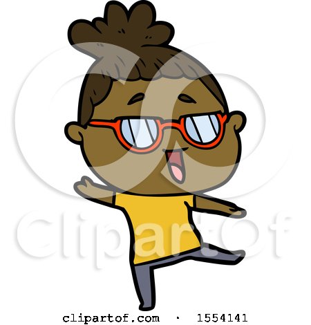 Cartoon Happy Woman Wearing Spectacles by lineartestpilot