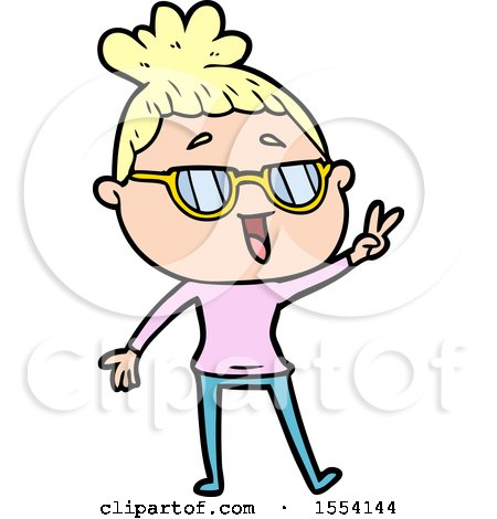 Cartoon Happy Woman Wearing Spectacles by lineartestpilot