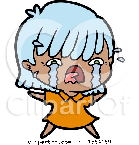 Cartoon Girl Crying by lineartestpilot