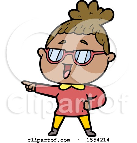 Cartoon Happy Woman Wearing Spectacles by lineartestpilot