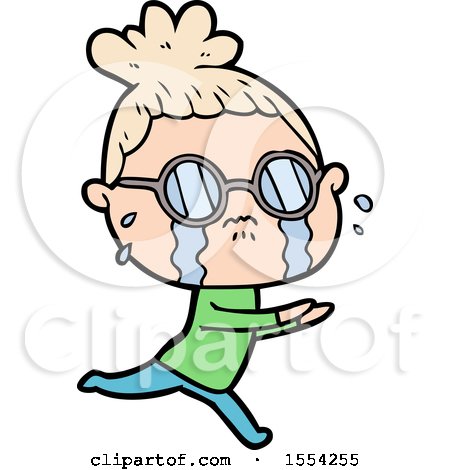 Cartoon Crying Woman Wearing Spectacles by lineartestpilot