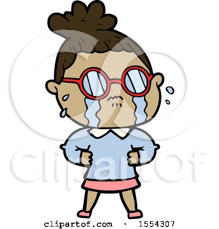 Cartoon Crying Woman Wearing Spectacles by lineartestpilot