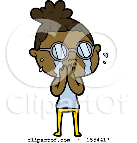 Cartoon Crying Woman Wearing Spectacles by lineartestpilot