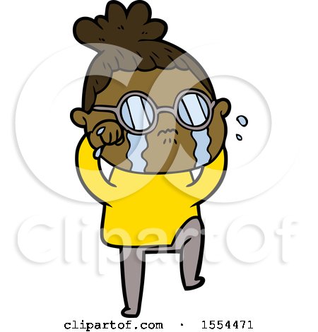 Cartoon Crying Woman Wearing Spectacles by lineartestpilot