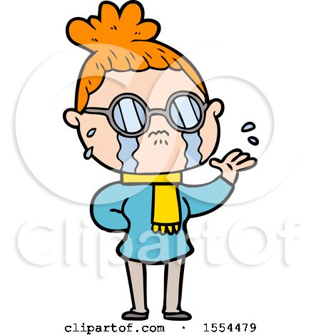 Cartoon Crying Woman Wearing Spectacles by lineartestpilot