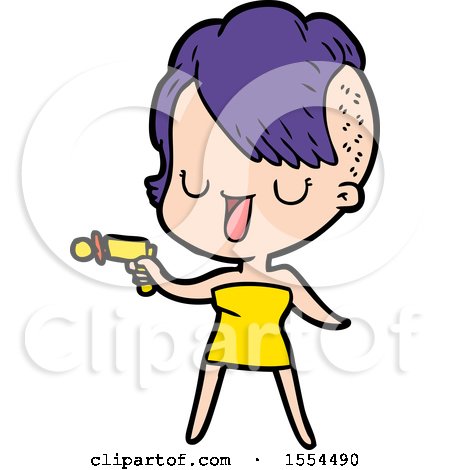 Cute Cartoon Girl with Hipster Haircut by lineartestpilot