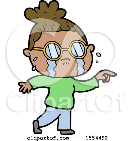 Cartoon Crying Woman Wearing Spectacles by lineartestpilot