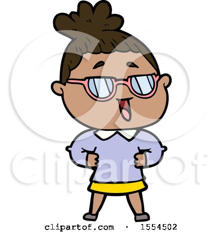 Cartoon Happy Woman Wearing Spectacles by lineartestpilot