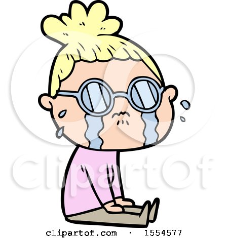 Cartoon Crying Woman Wearing Spectacles by lineartestpilot