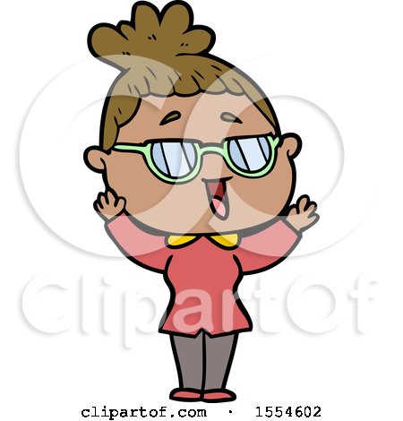 Cartoon Happy Woman Wearing Spectacles by lineartestpilot