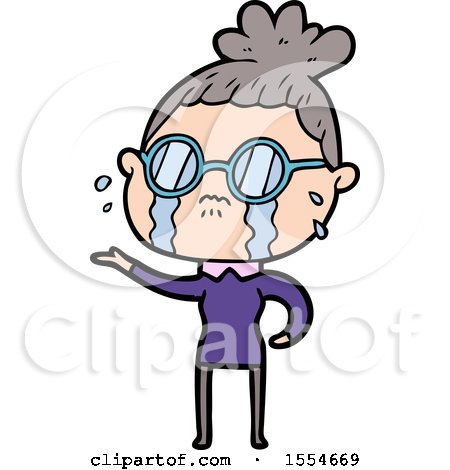 Cartoon Crying Woman Wearing Spectacles by lineartestpilot