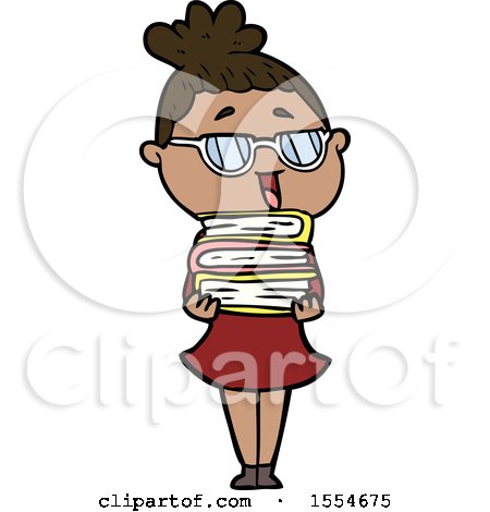 Cartoon Happy Woman Wearing Spectacles by lineartestpilot