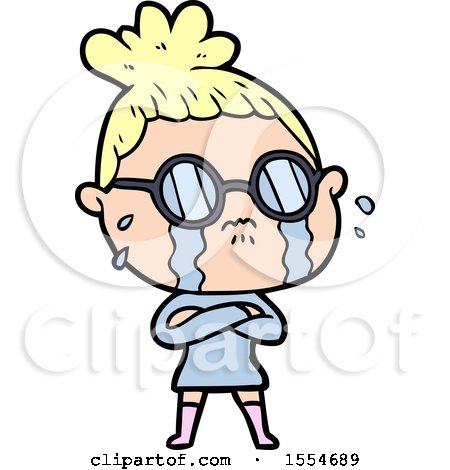 Cartoon Crying Woman Wearing Spectacles by lineartestpilot