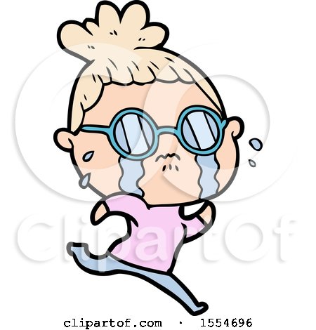 Cartoon Crying Woman Wearing Spectacles by lineartestpilot