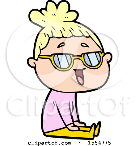 Cartoon Happy Woman Wearing Spectacles by lineartestpilot