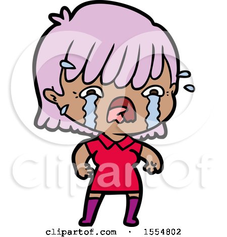 Cartoon Girl Crying by lineartestpilot