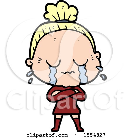 Cartoon Crying Old Lady by lineartestpilot