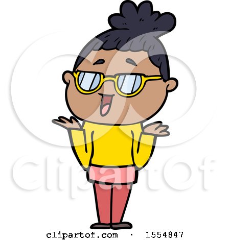 Cartoon Happy Woman Wearing Spectacles by lineartestpilot