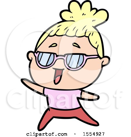 Cartoon Happy Woman Wearing Spectacles by lineartestpilot