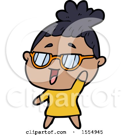 Cartoon Happy Woman Wearing Spectacles by lineartestpilot