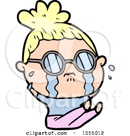 Cartoon Crying Woman Wearing Spectacles by lineartestpilot