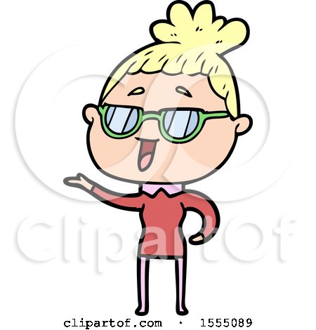 Cartoon Happy Woman Wearing Spectacles by lineartestpilot