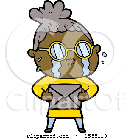 Cartoon Crying Woman Wearing Spectacles by lineartestpilot