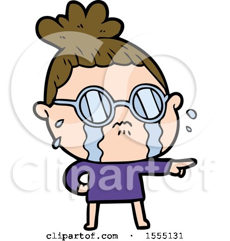 Cartoon Crying Woman Wearing Spectacles by lineartestpilot