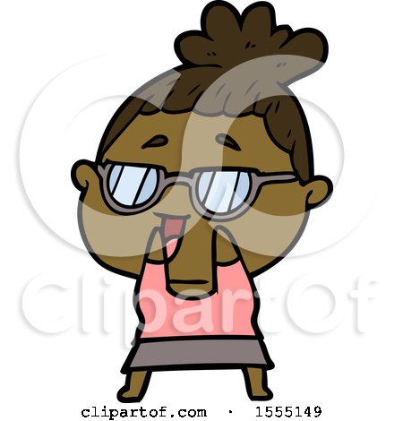 Cartoon Happy Woman Wearing Spectacles by lineartestpilot