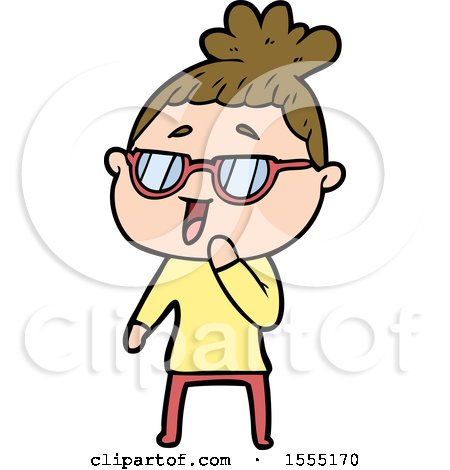 Cartoon Happy Woman Wearing Spectacles by lineartestpilot