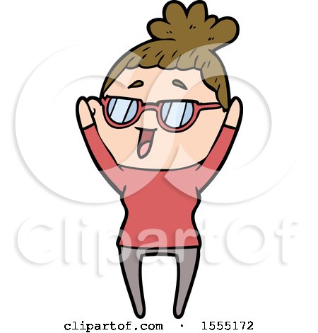 Cartoon Happy Woman Wearing Spectacles by lineartestpilot