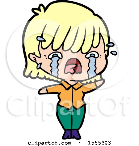 Cartoon Girl Crying by lineartestpilot