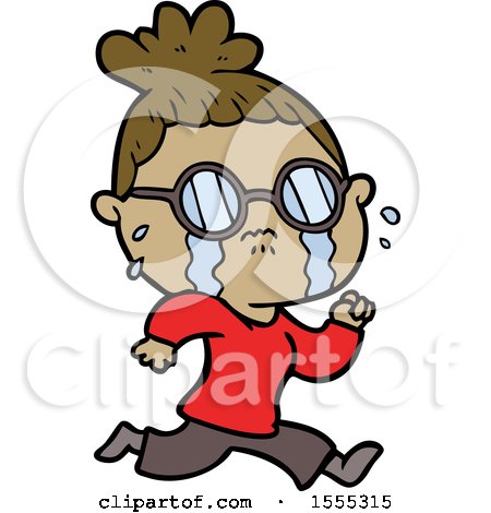 Cartoon Crying Woman Wearing Spectacles by lineartestpilot