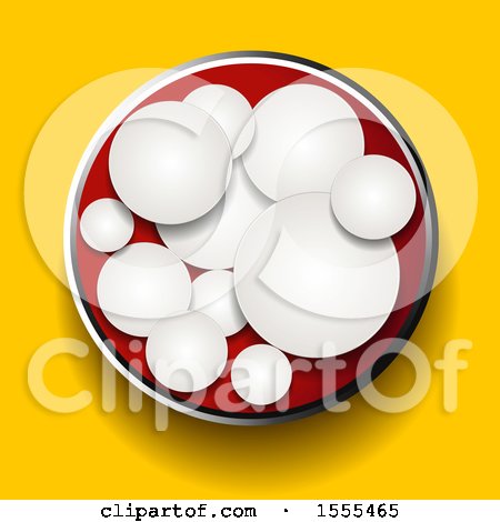 Clipart of 3d Circles in a Red Circle over Yellow - Royalty Free Vector Illustration by elaineitalia