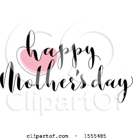 Clipart of a Happy Mothers Day Greeting with a Heart - Royalty Free Vector Illustration by elena