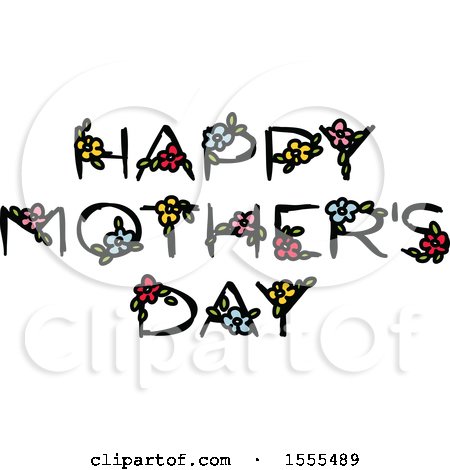 Clipart of a Happy Mothers Day Greeting with Flowers - Royalty Free Vector Illustration by elena