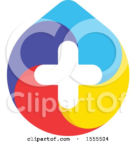 Clipart of a Droplet with a Medical Cross - Royalty Free Vector Illustration by elena