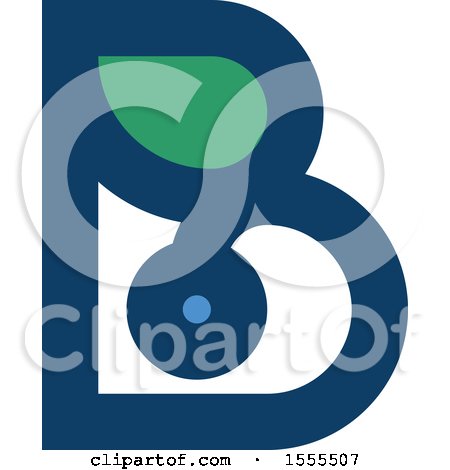 Clipart of a Letter B, Blueberry and Leaf Design - Royalty Free Vector Illustration by elena
