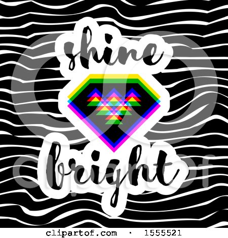 Clipart of a Geometric Diamond with Shine Bright Text over Waves - Royalty Free Vector Illustration by elena